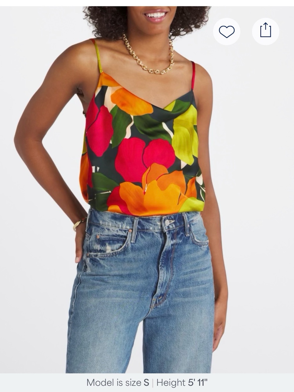 Gilli Floral Satin Cowl Cami - Red, Orange, Green